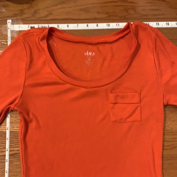 Fun, cute 3/4 sleeve baseball-tee style in orange - Picture 2 of 4